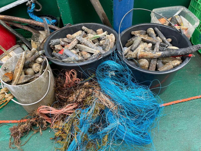 opruimen vislood, -lijnen en -netten Noordzee 2022